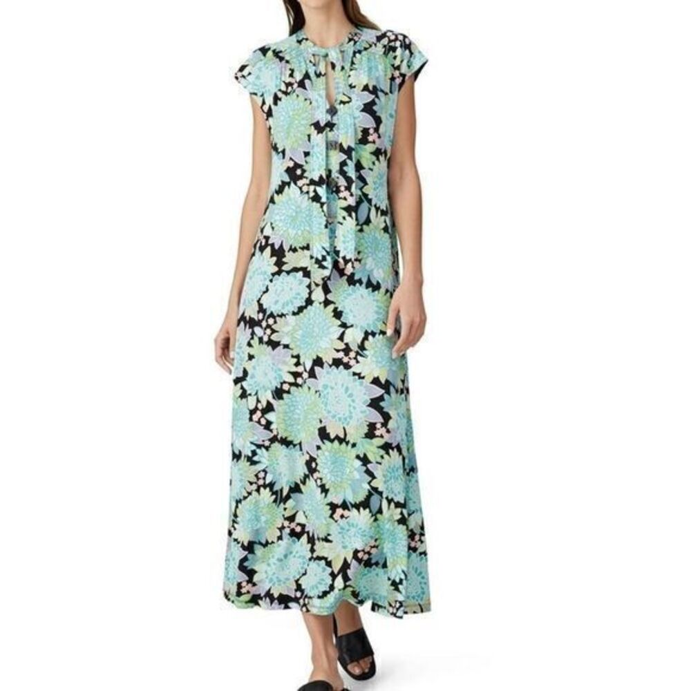 KATE SPADE Blue Floral Dahlia Bloom Maxi Dress